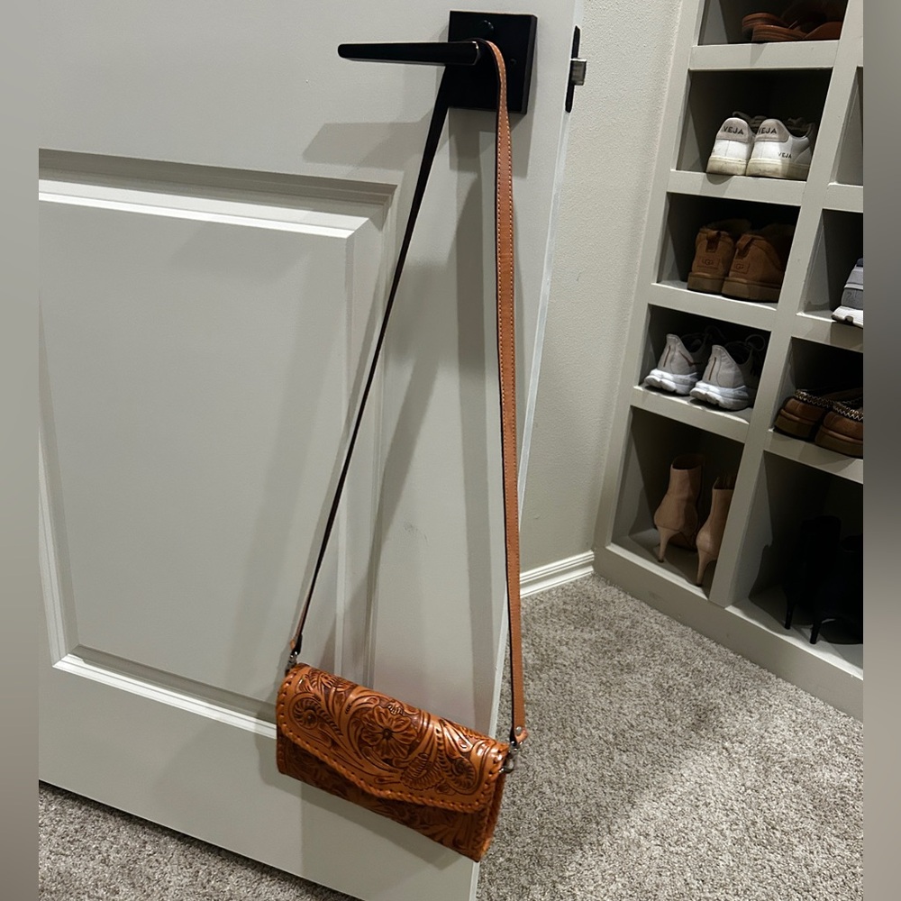 Handmade Hand Tooled Leather Crossbody Bag